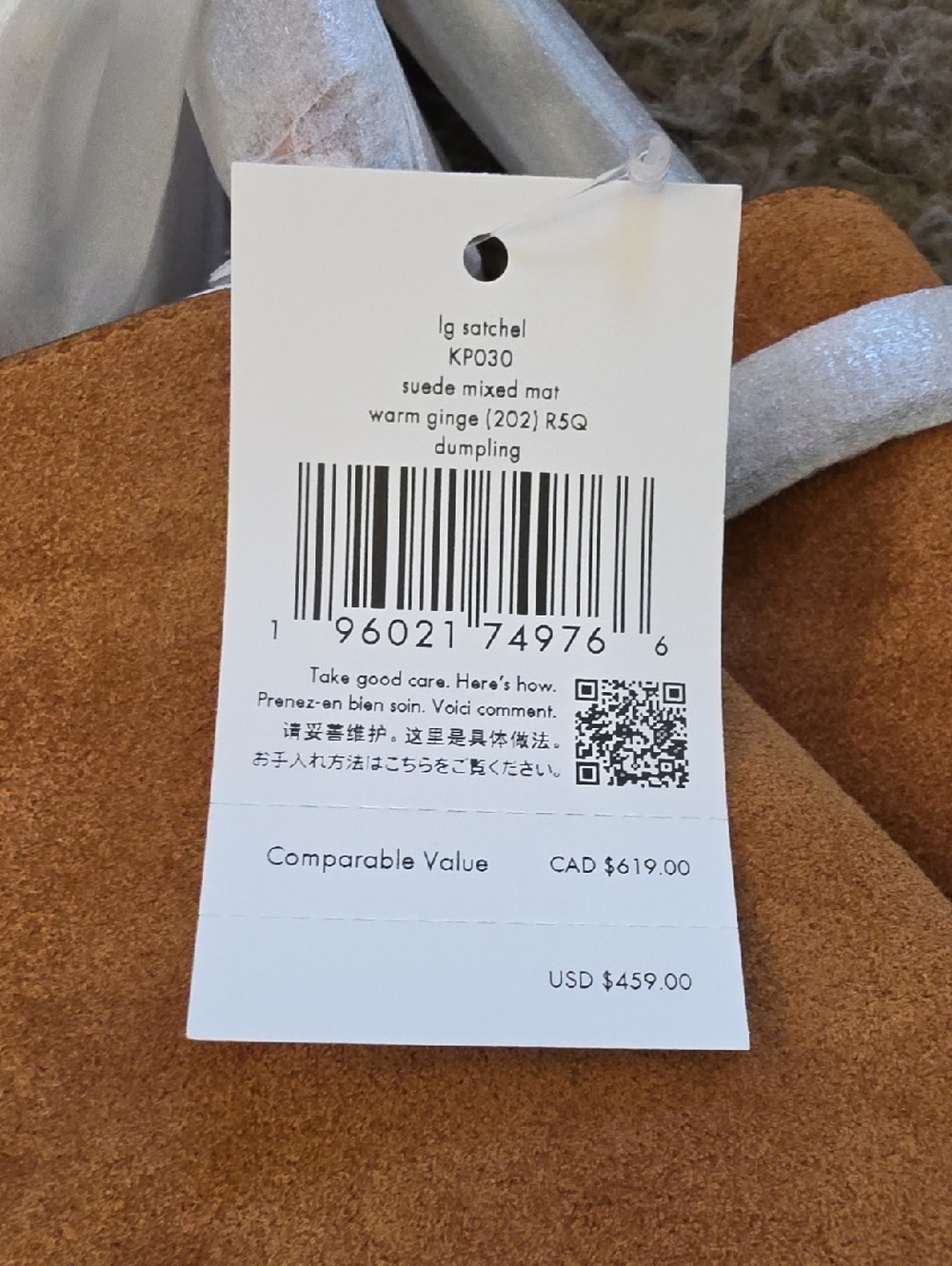 NWT Kate Spade Large Brown Suede Dumpling Satchel - Picture 5 of 5